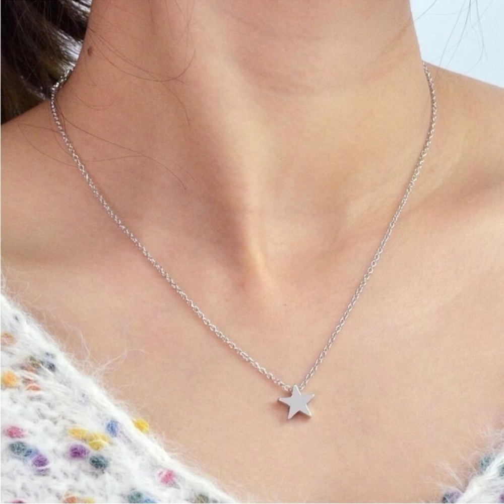 Silver Steel Star Pendant Necklace